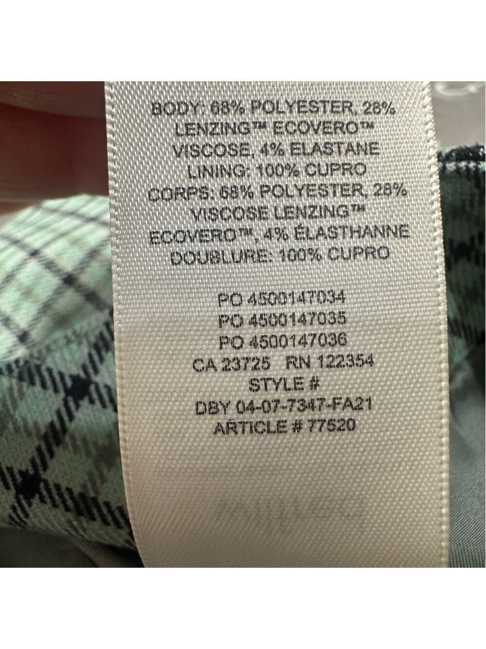 Aritzia Wilfred Check Mini Skirt Green Sz 0 - Picture 8 of 8